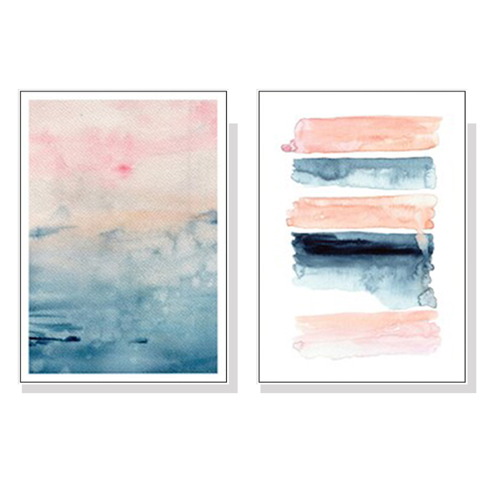 V207-19954-97781-00 Wall Art 100cmx150cm Abstract Pink 2 Sets White Frame Canvas - Image 1