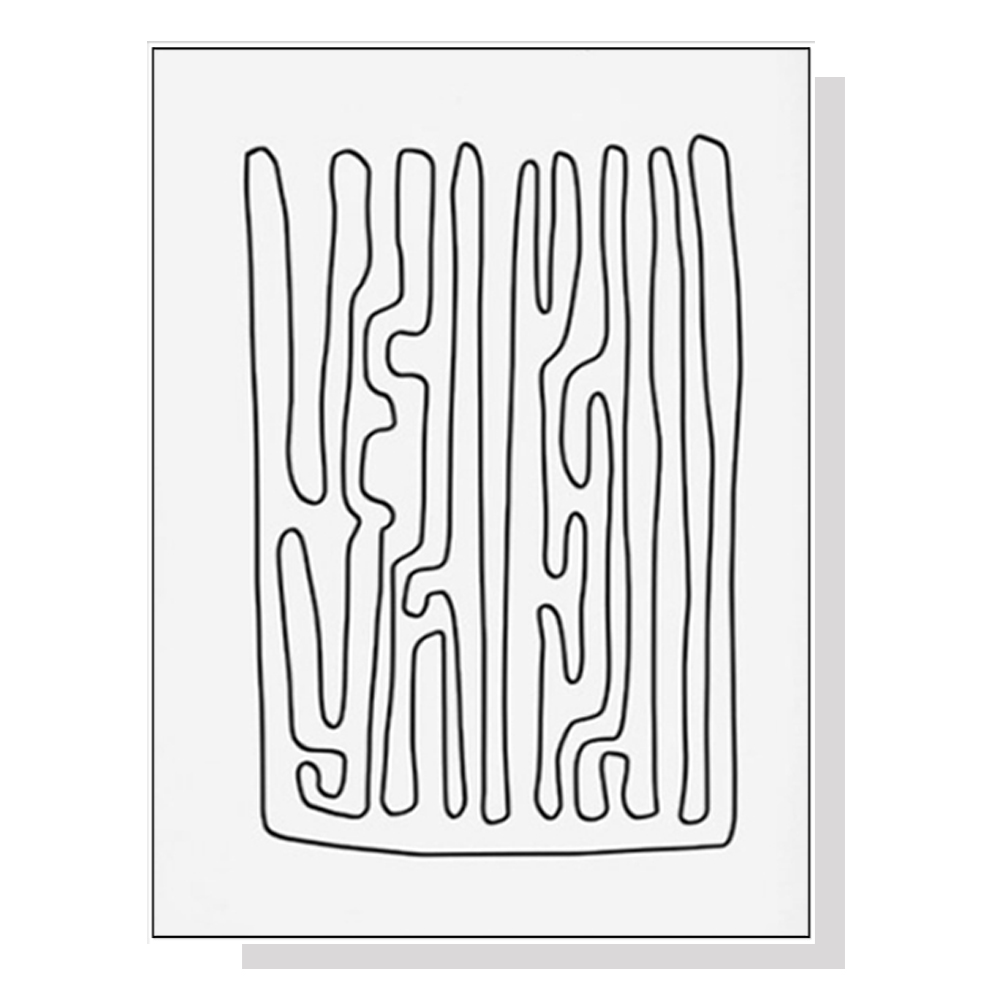 V207-2012-88956-00 Wall Art 80cmx120cm Black And White Lines White Frame Canvas - Image 1
