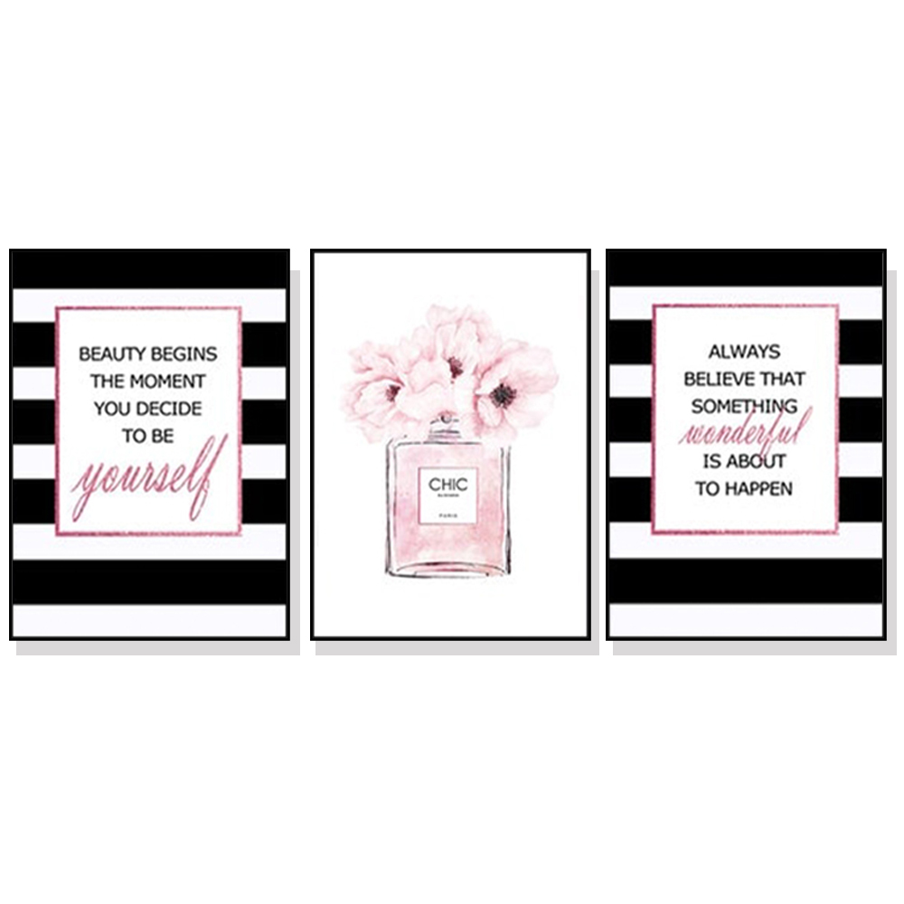 V207-2025-88943-00 Wall Art 60cmx90cm Fashion Prints 3 Sets Black Frame Canvas - Image 1