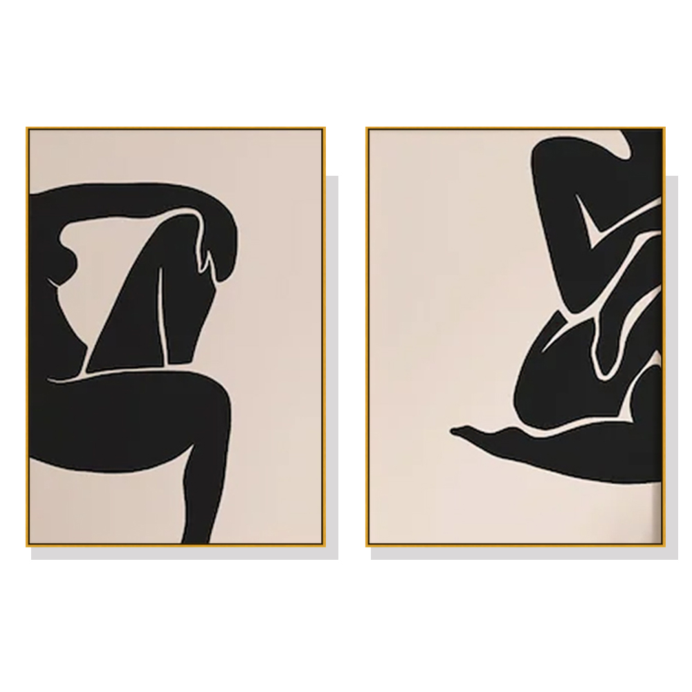 V207-2026-88942-00 Wall Art 50cmx70cm Female Figure 2 Sets Gold Frame Canvas - Image 1