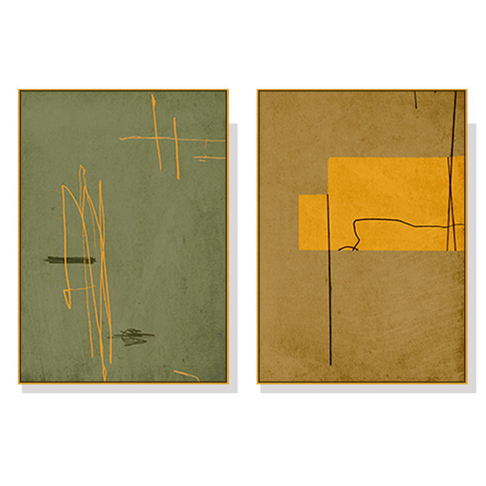 V207-20493-97617-00 Wall Art 90cmx135cm United Study 2 Sets Gold Frame Canvas - Image 1