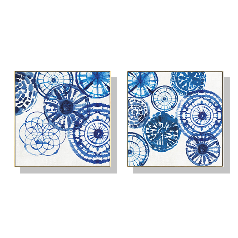 V207-20623-97572-00 Wall Art 90cmx90cm Blue Day 2 Sets Gold Frame Canvas - Image 1