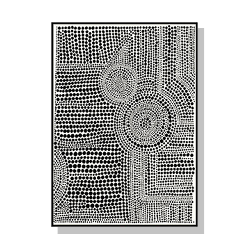 V207-20682-97579-00 Wall Art 90cmx135cm Clustered Dots A Black Frame Canvas - Image 1