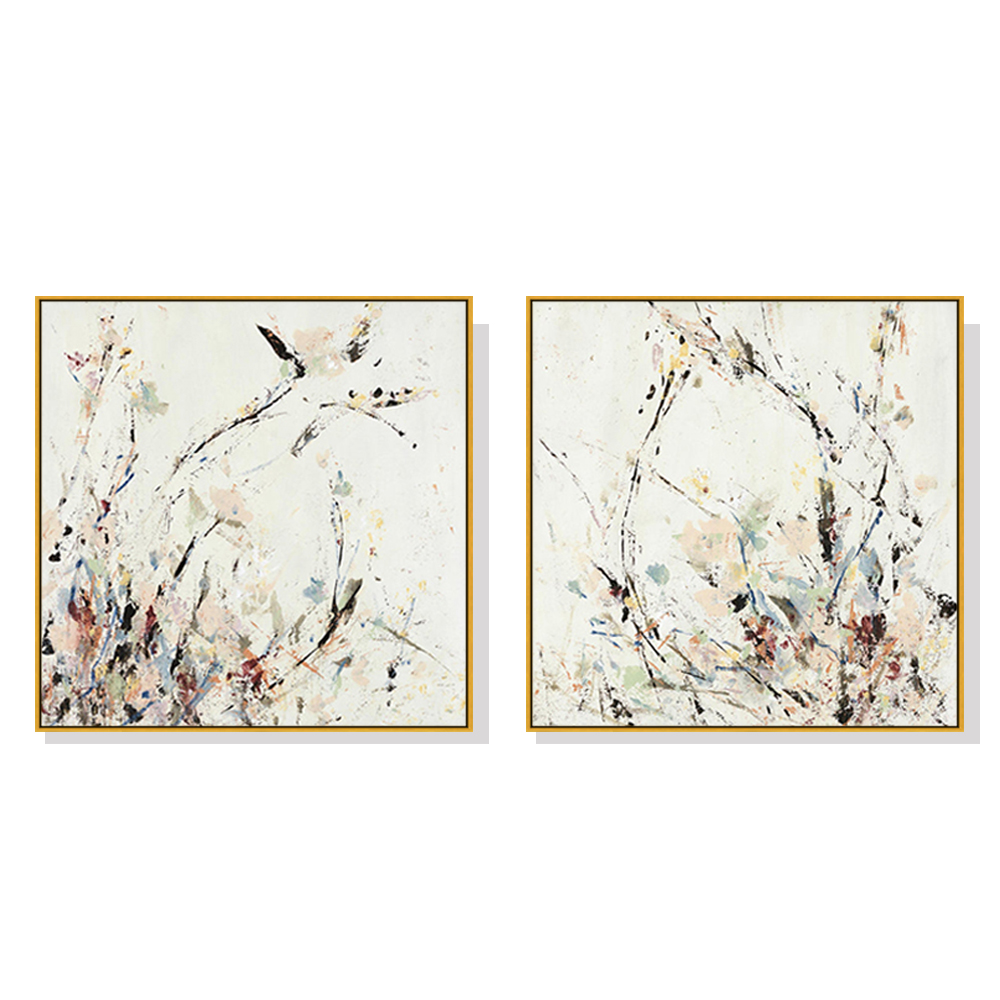 V207-2122-89679-00 Wall Art 60cmx60cm Afternoon Walk 2 Sets Gold Frame Canvas - Image 1