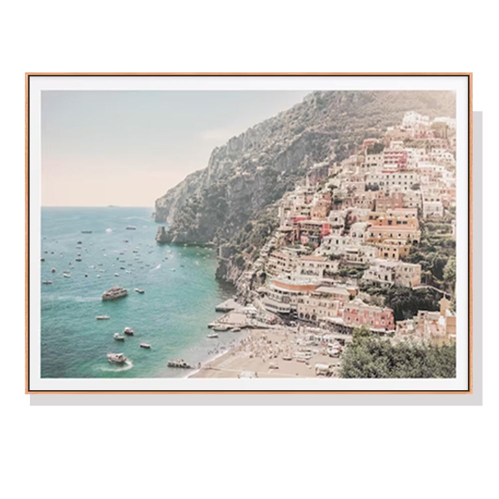 V207-21272-97538-00 Wall Art 90cmx135cm Italy Amalfi Coast Wood Frame Canvas - Image 1
