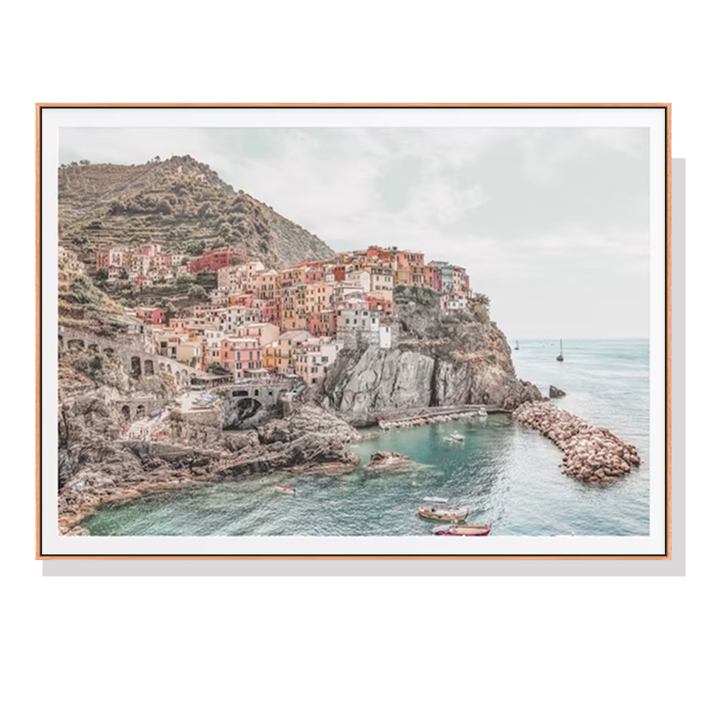 V207-21341-96730-00 Wall Art 40cmx60cm Italy Cinque Terre Wood Frame Canvas - Image 1