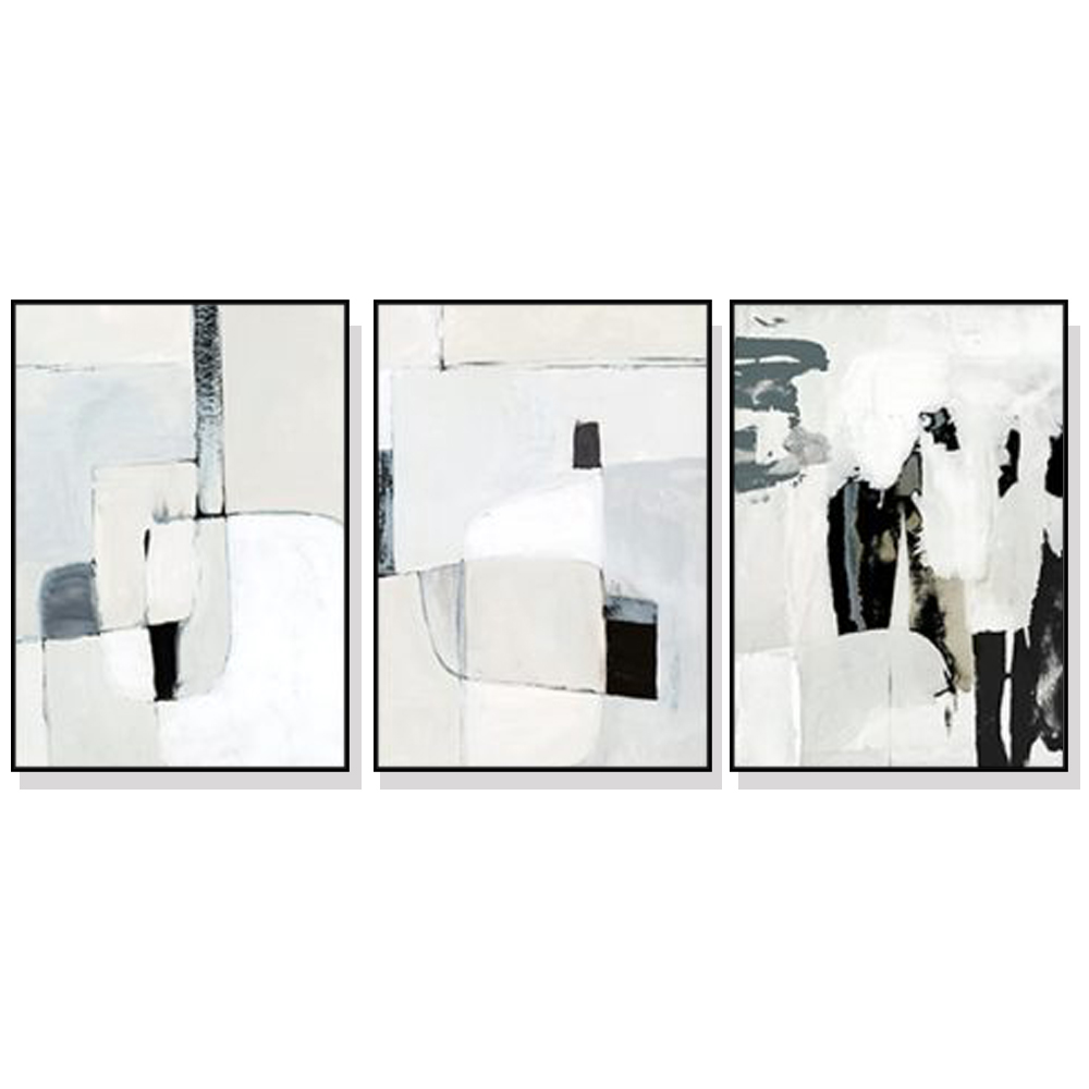 V207-2150-91404-00 Wall Art 60cmx90cm Soft Spoken 3 Sets Black Frame Canvas - Image 1