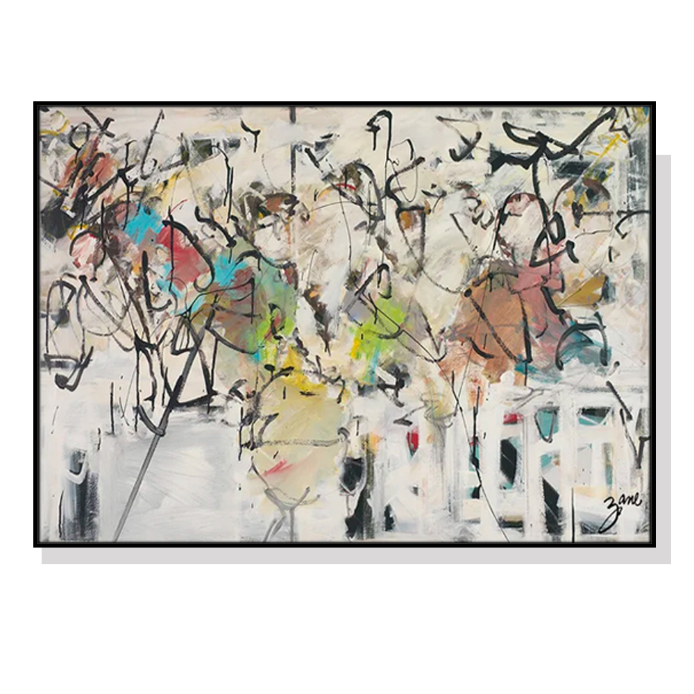 V207-21513-97492-00 Wall Art 100cmx150cm Abstract White Dream Black Frame Canvas - Image 1