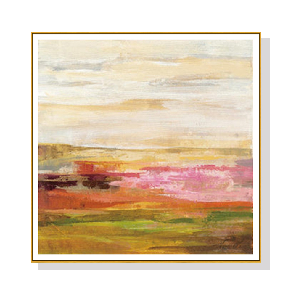 V207-2196-90228-00 Wall Art 50cmx50cm Blooming Field Gold Frame Canvas - Image 1