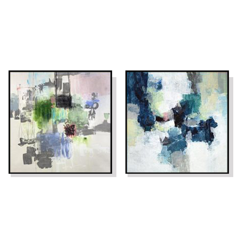 V207-22003-96735-00 Wall Art 90cmx90cm Blue Crushers 2 Sets Black Frame Canvas - Image 1