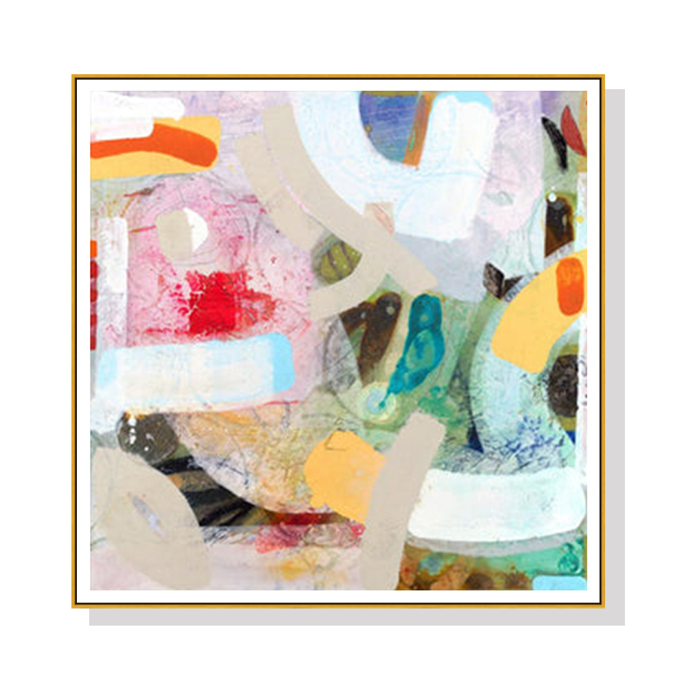 V207-22283-95602-00 Wall Art 100cmx100cm Changed My Mind IV by Aleah Koury Gold Frame Canvas - Image 1