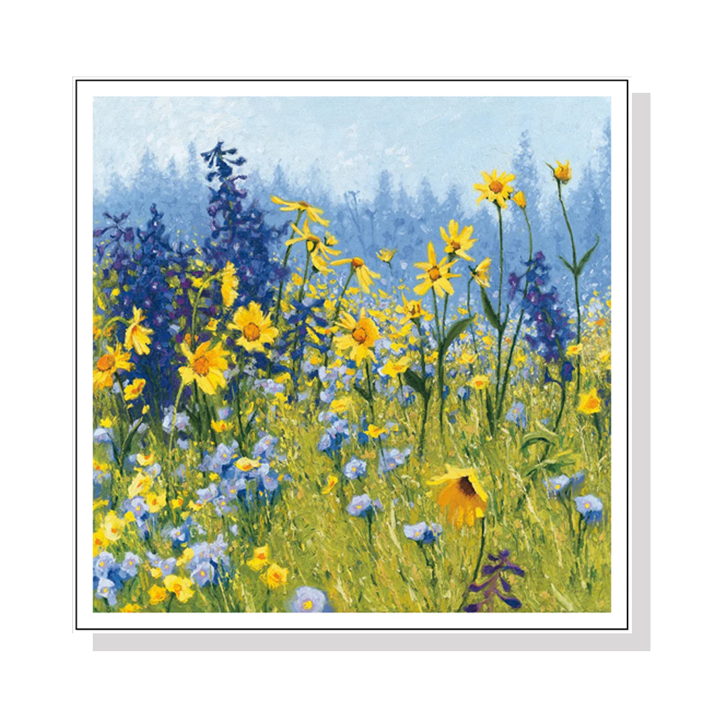 V207-22323-97352-00 Wall Art 100cmx100cm Joyful In July White Frame Canvas - Image 1