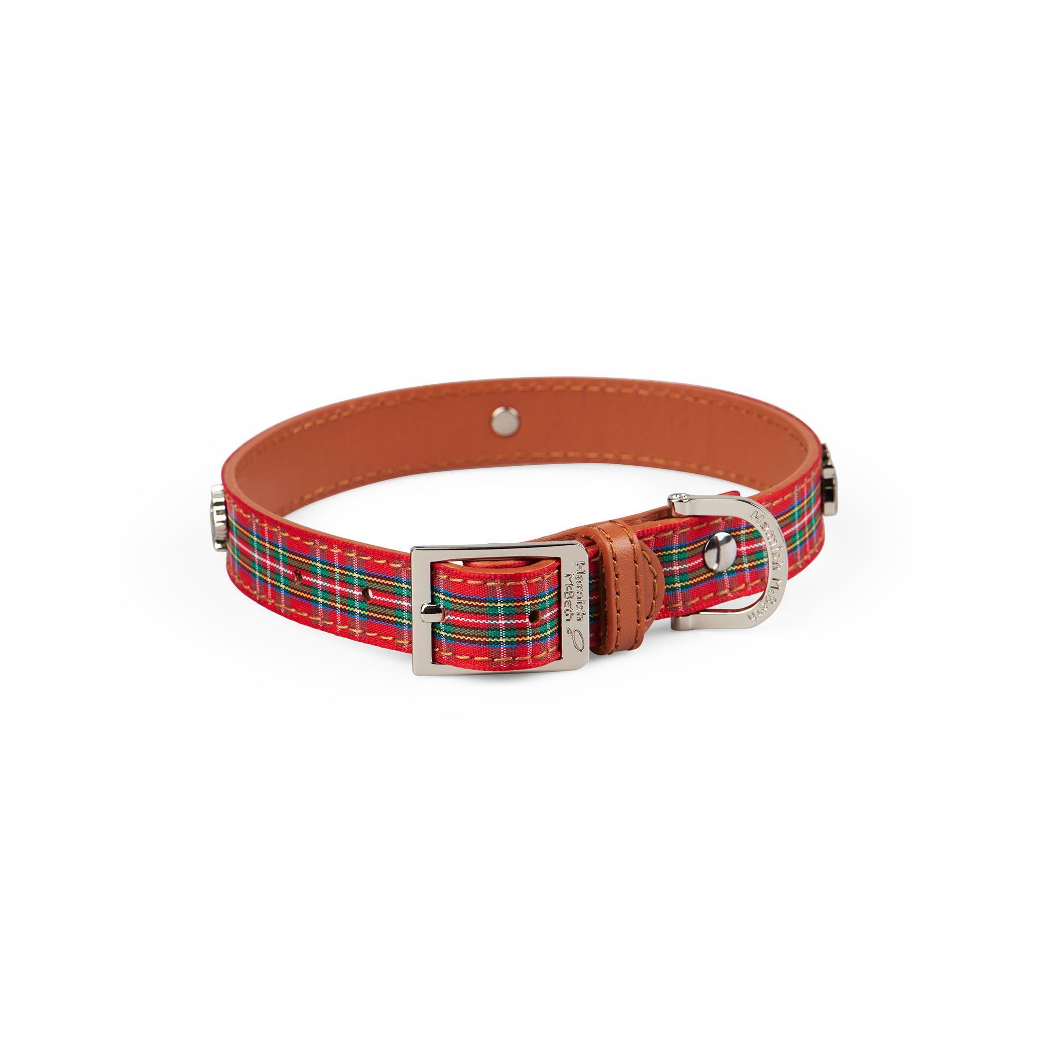 V208-HBR-40-71975-00 Highland Red Tartan Dog Collar Medium - Image 1