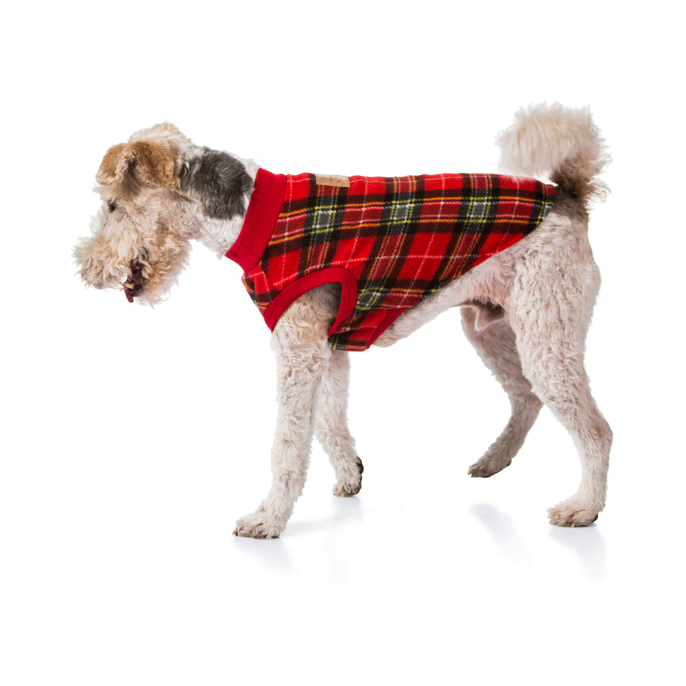 V208-PJ-TR45-71925-00 Red Tartan Dog Pyjamas 45cm - Image 1