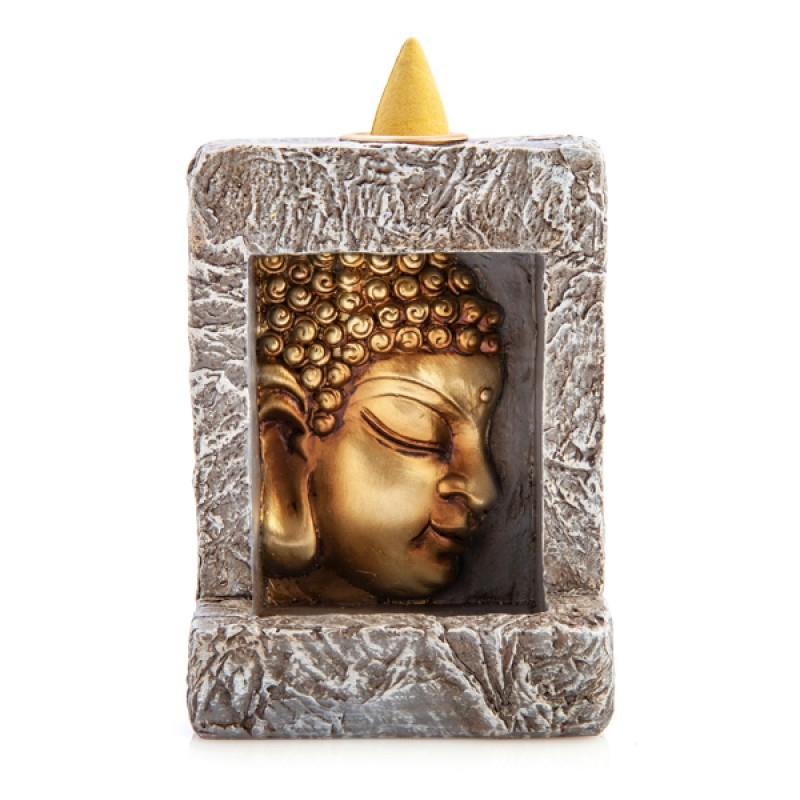 V210-2670775-89341-00 Stone Frame Buddha Backflow Incense Burner - Image 1