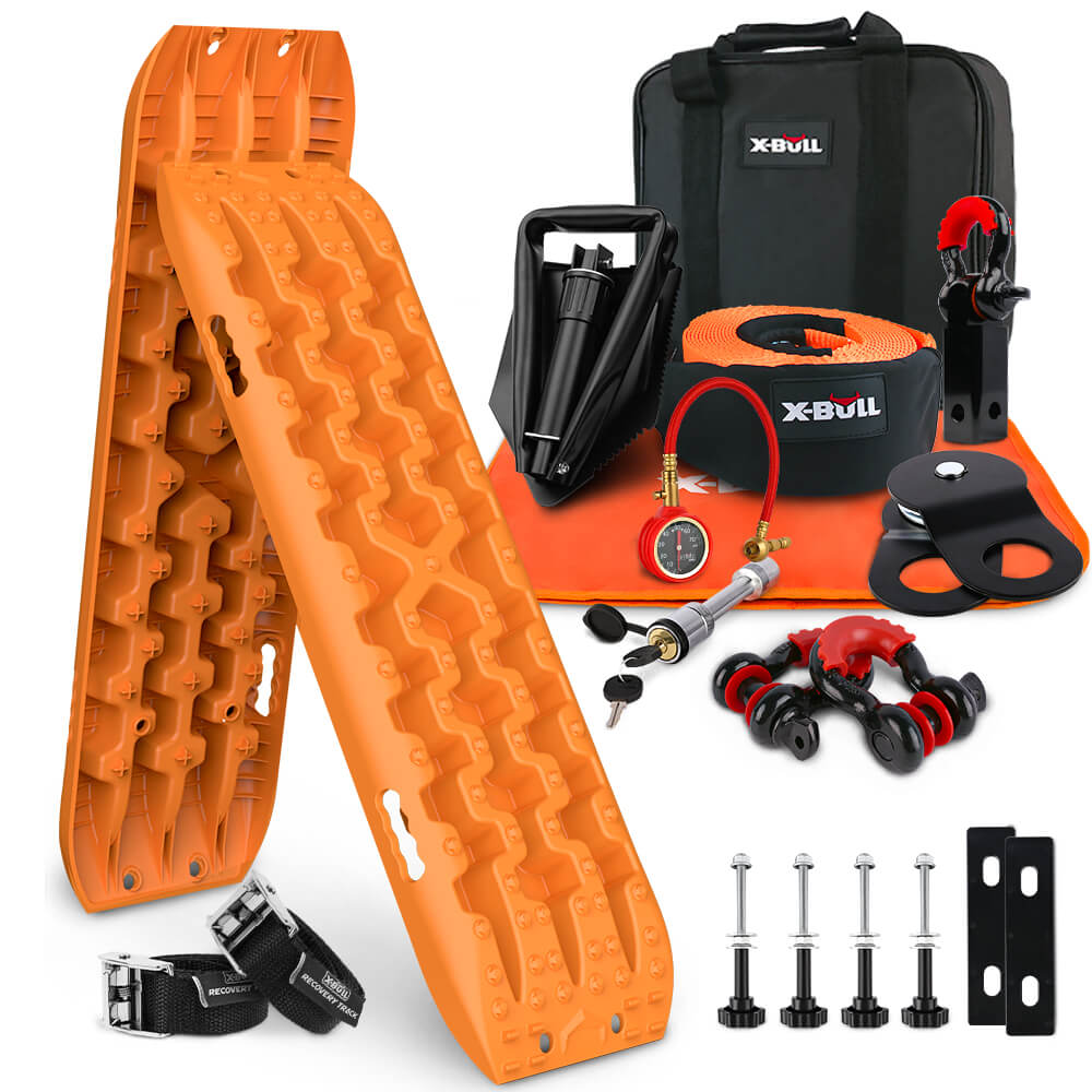 V211-AUEB-XBRK011XBRT016O-150502-00 X-BULL Winch Recovery Kit with 2PCS Recovery Tracks Boards Gen 3.0 /Mounting Pins/ Snatch Strap Off Road 4WD - Image 1
