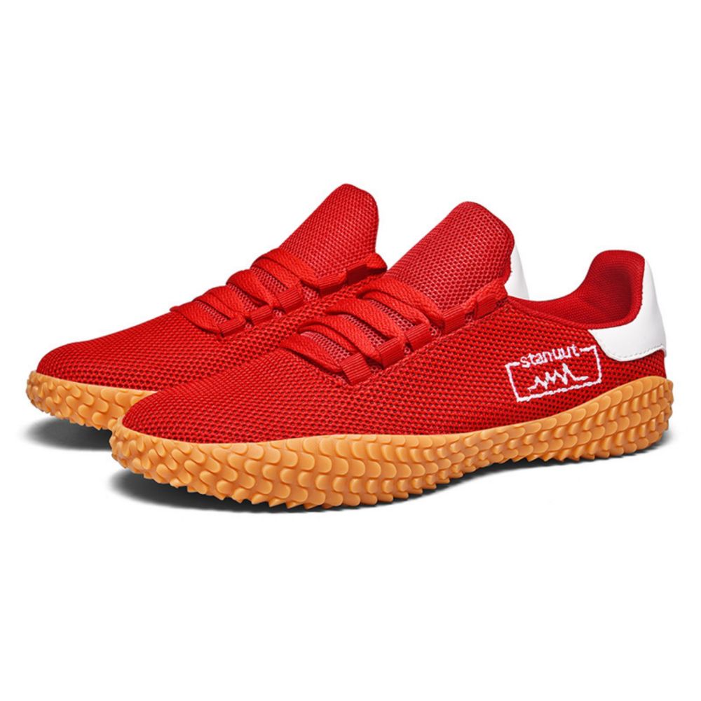 V213-SNFF07-A-RED46_TESGSqC_1 Men's Sneakers Barefoot Lightweight Shoes(Red Size US11=US46 ) - Image 1