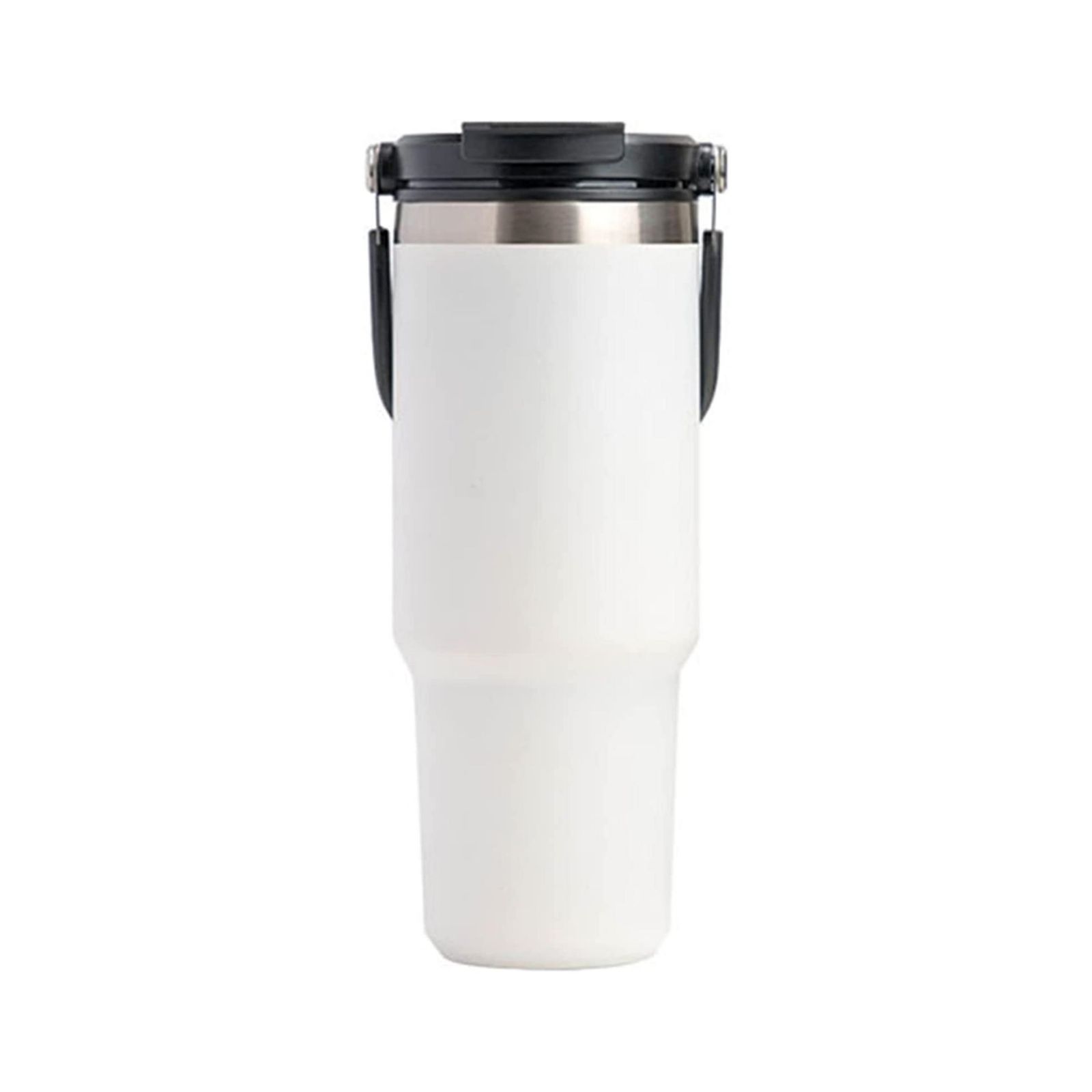 V213-TYESOMUG-900MLWHT-79978-00 900ML White Stainless Steel Travel Mug with Leak-proof 2-in-1 Straw and Sip Lid, Vacuum Insulated Coffee Mug for Car, Office, Perfect Gifts, Keeps Liquids Hot or Cold - Image 1