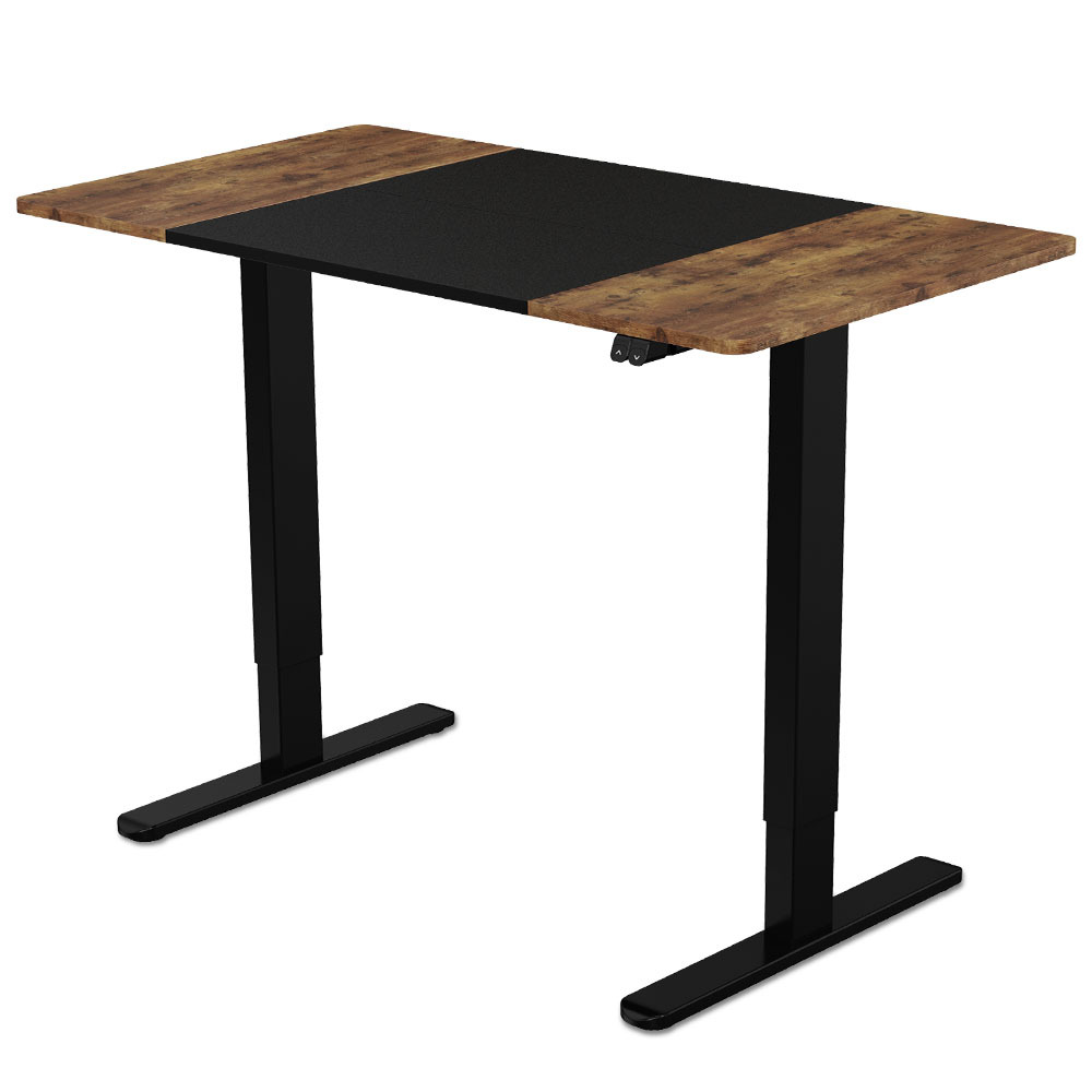 V219-ADKSSTFOBRBK2SA-73691-00 Fortia Sit To Stand Up Standing Desk, 120x60cm, 72-118cm Electric Height Adjustable, 70kg Rated, Walnut Style/Black Frame - Image 1