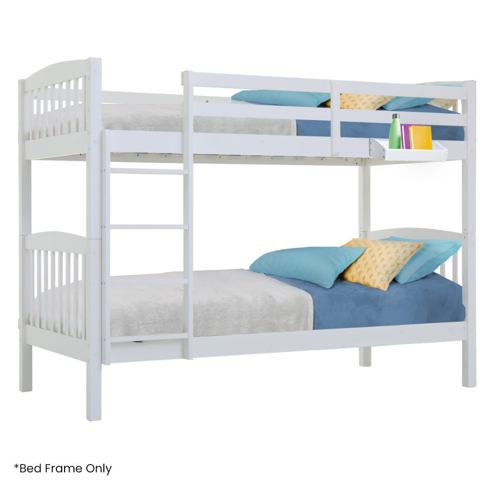 V219-BEDSBBKS02WA-73762-00 Kingston Slumber Wooden Kids Bunk Bed Frame, with Modular Design that can convert to 2 Single, White - Image 1