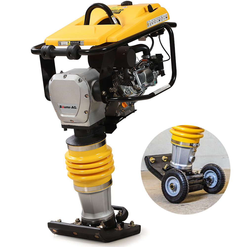 V219-COMRMRBMW7CA-225268-00 BAUMR-AG 77KG 285 x 345mm Tamping Rammer, 10kN 6.5hp, w/ Transport Wheel Kit, Compactor for Soil Sand Gravel Asphalt - BRM-700 - Image 1