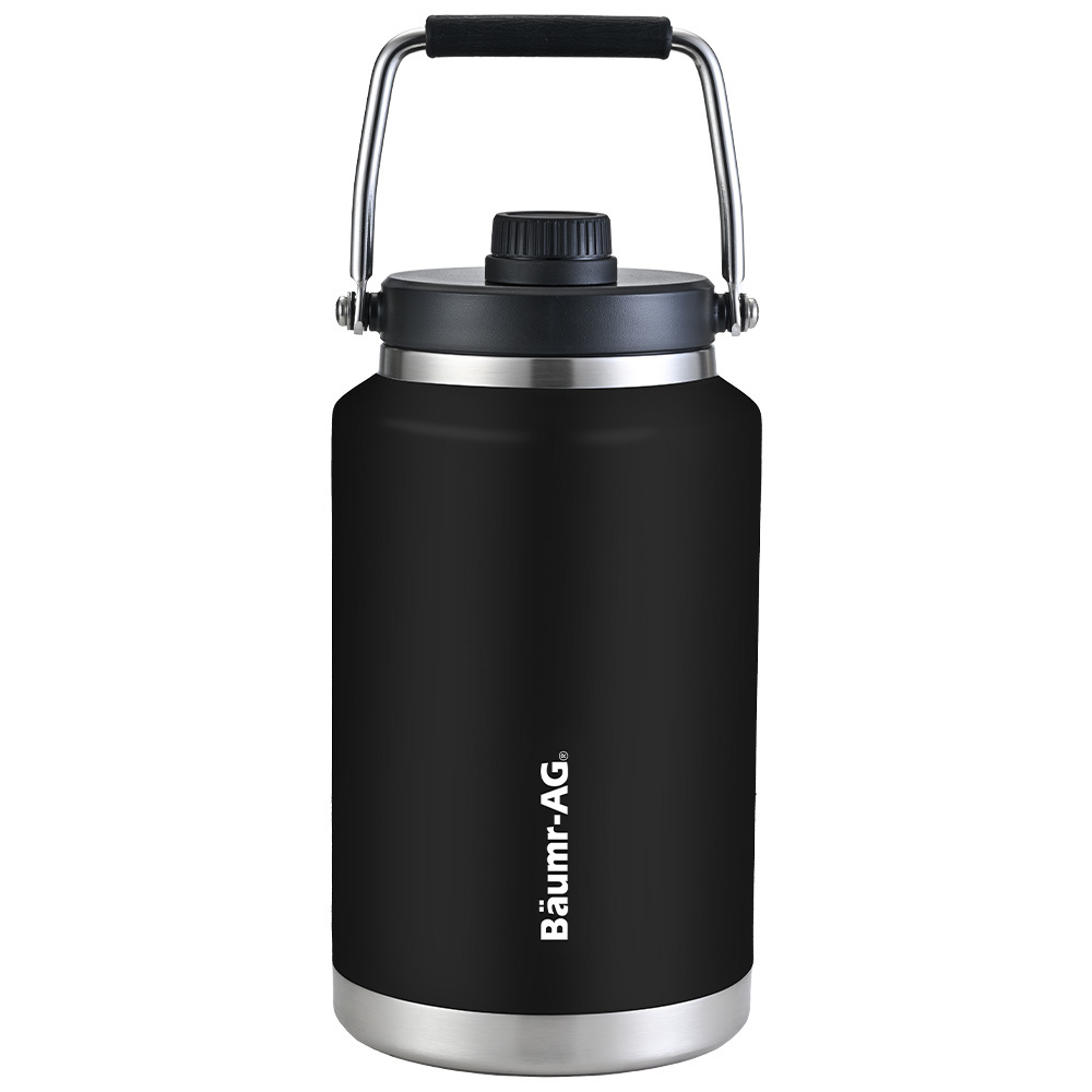 V219-DRWDWIBM38KA-225647-00 BAUMR-AG 3.8L Double Wall Insulated Stainless Steel Water Bottle, Drink Jug with Handle, Black - Image 1