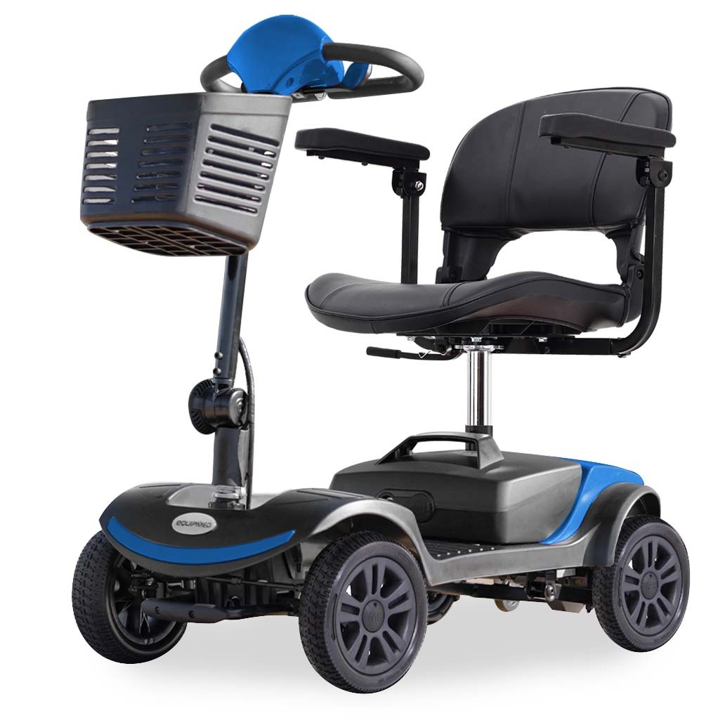 V219-EQMOHC07A-73898-00 EQUIPMED Electric Mobility Scooter Portable Folding for Elderly Older Adult, SmartRider Black & Blue - Image 1
