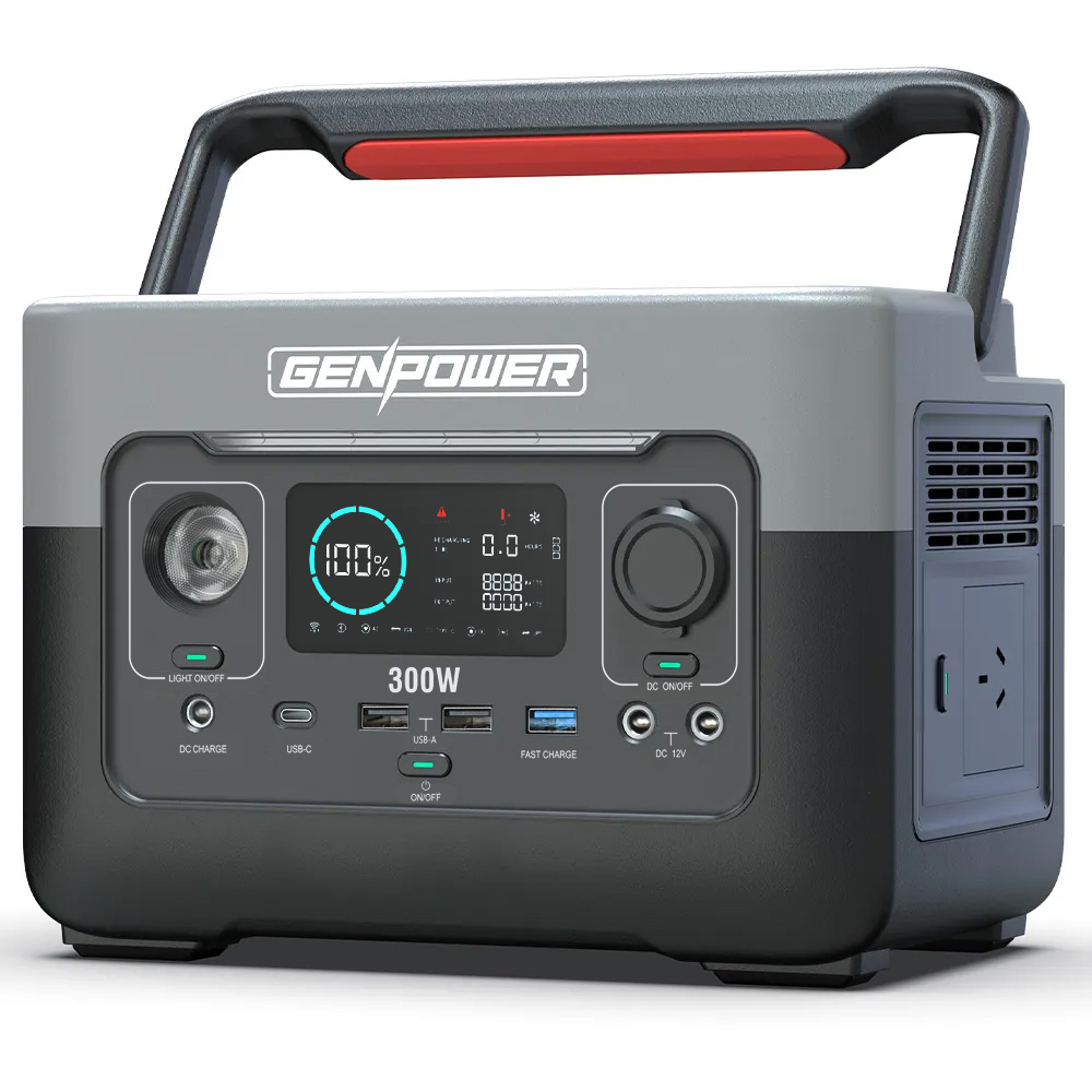 V219-GENPSTGN3C0A-225533-00 GENPOWER 300W Portable Lithium Power Station 288Wh LiFePo4, Multiple Voltage Output, 15W Wireless Charger, Ideal for Camping, Home Backup and Power Tools - Image 1