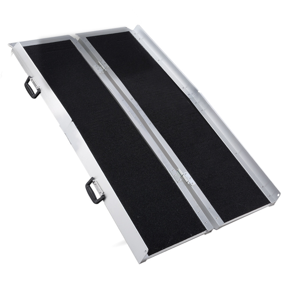 V219-HELRMPEQ18KA-74093-00 EQUIPMED 182cm Portable Folding Aluminium Access Ramp, 272kg Rated, Black Ultra-Grip, for Wheelchair, Mobility Scooter - Image 1
