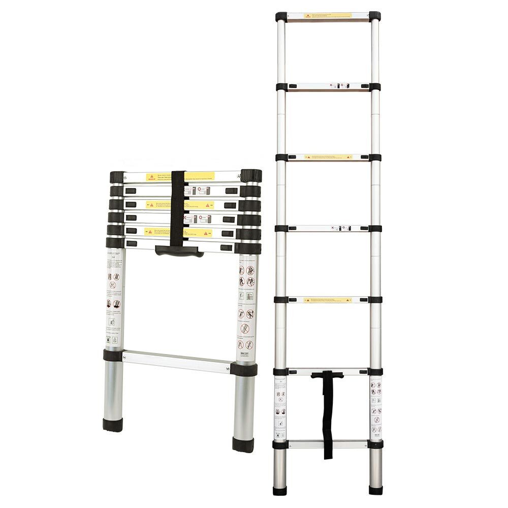 V219-LDRTELBULA20S-LDRTELBULA20S-00 Bullet 2m Telescopic Aluminium Ladder Alloy Extension Extendable Steps - Image 1