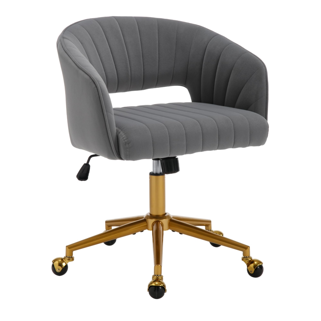 V226-SW8848GY-96069-00 Velvet Home Office Chair- Grey - Image 1