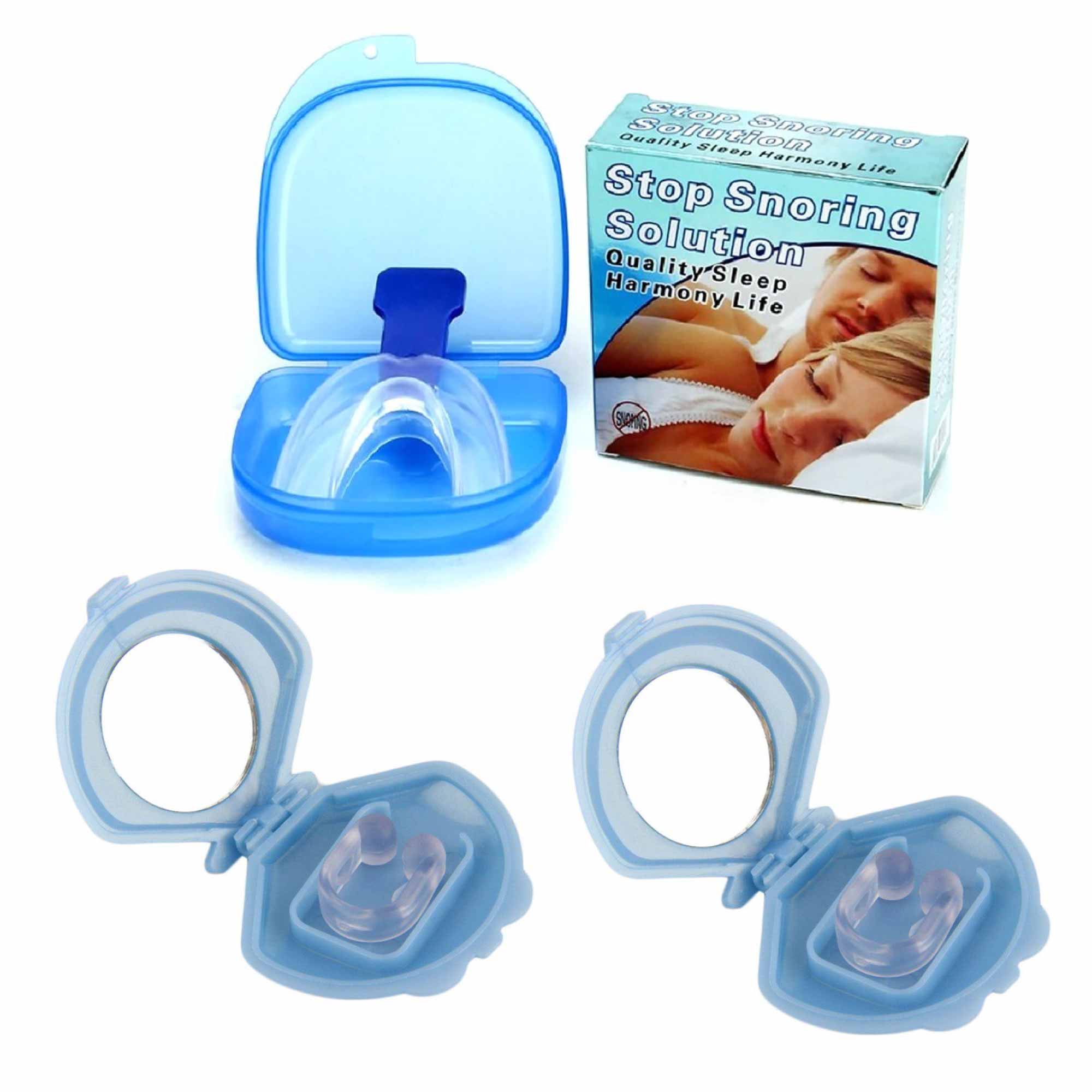 V238-SUPDZ-16803101446-202505231330-00 2x Mouthguard Mouthpiece + 2x Nose Clip Anti Snoring Aid Sleep Breathing Device - Image 1
