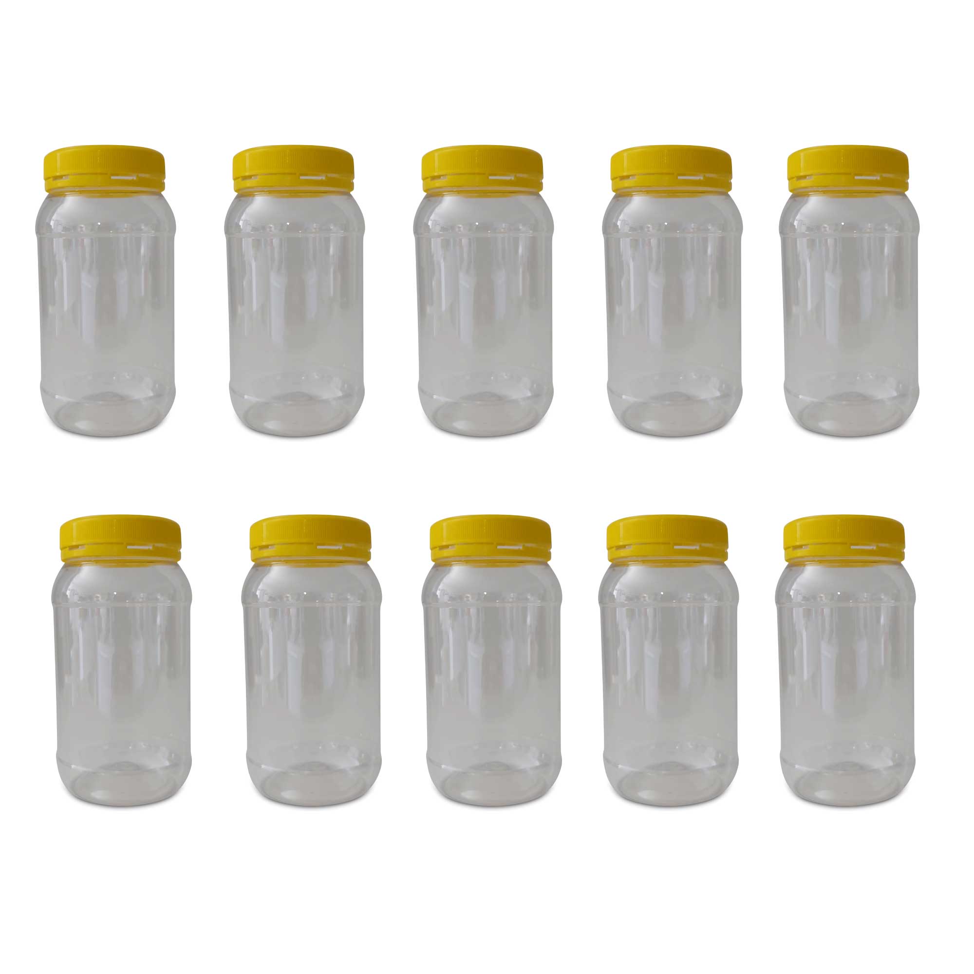 V238-SUPDZ-32706820800592-202507252025-00 10x 1Kg Plastic Honey Jars + Lids - Round Clear Food Grade Packaging Containers - Image 1