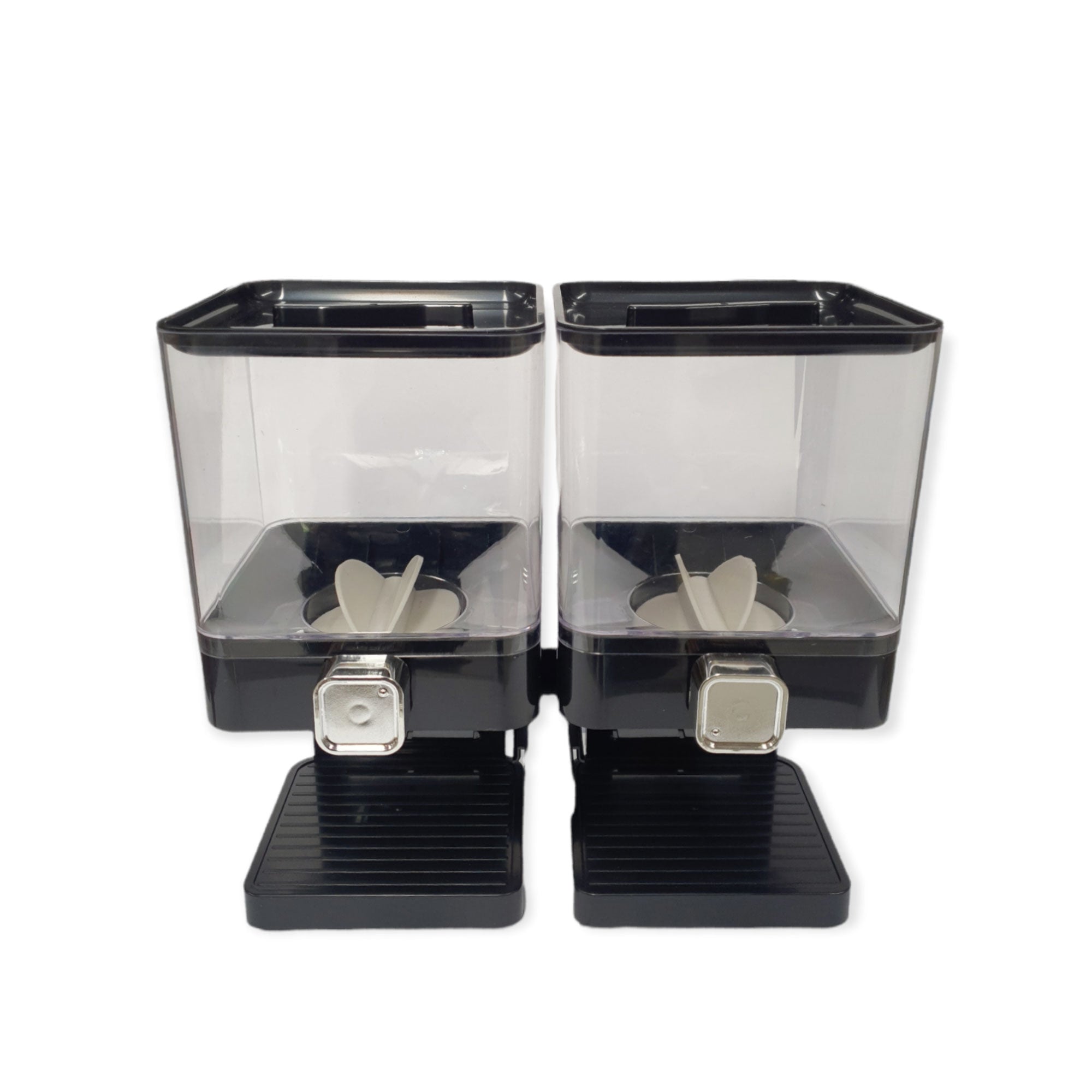 V238-SUPDZ-39789726695504-202507311136-00 2 x 3.7L Double Cereal Dispenser Black - Square Rice Beans Countertop Storage - Image 1