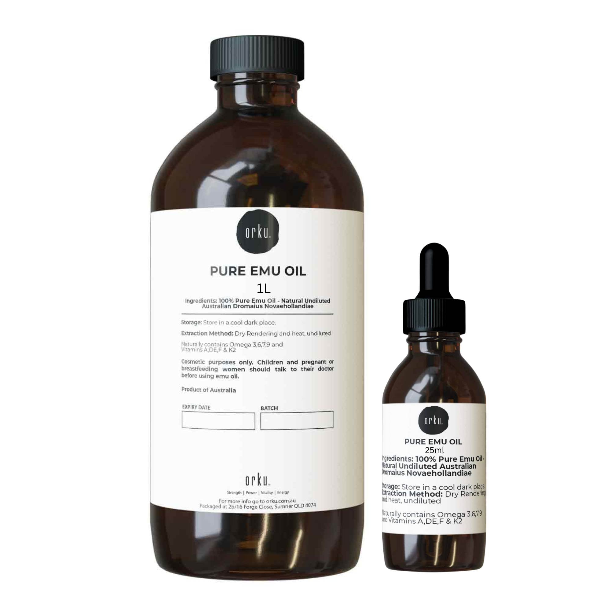 V238-SUPDZ-40895335268432-202507251855-00 Orku 1L Pure Emu Oil + Bonus 25ml Bottle - Australian Dromaius Novaehollandiae - Image 1