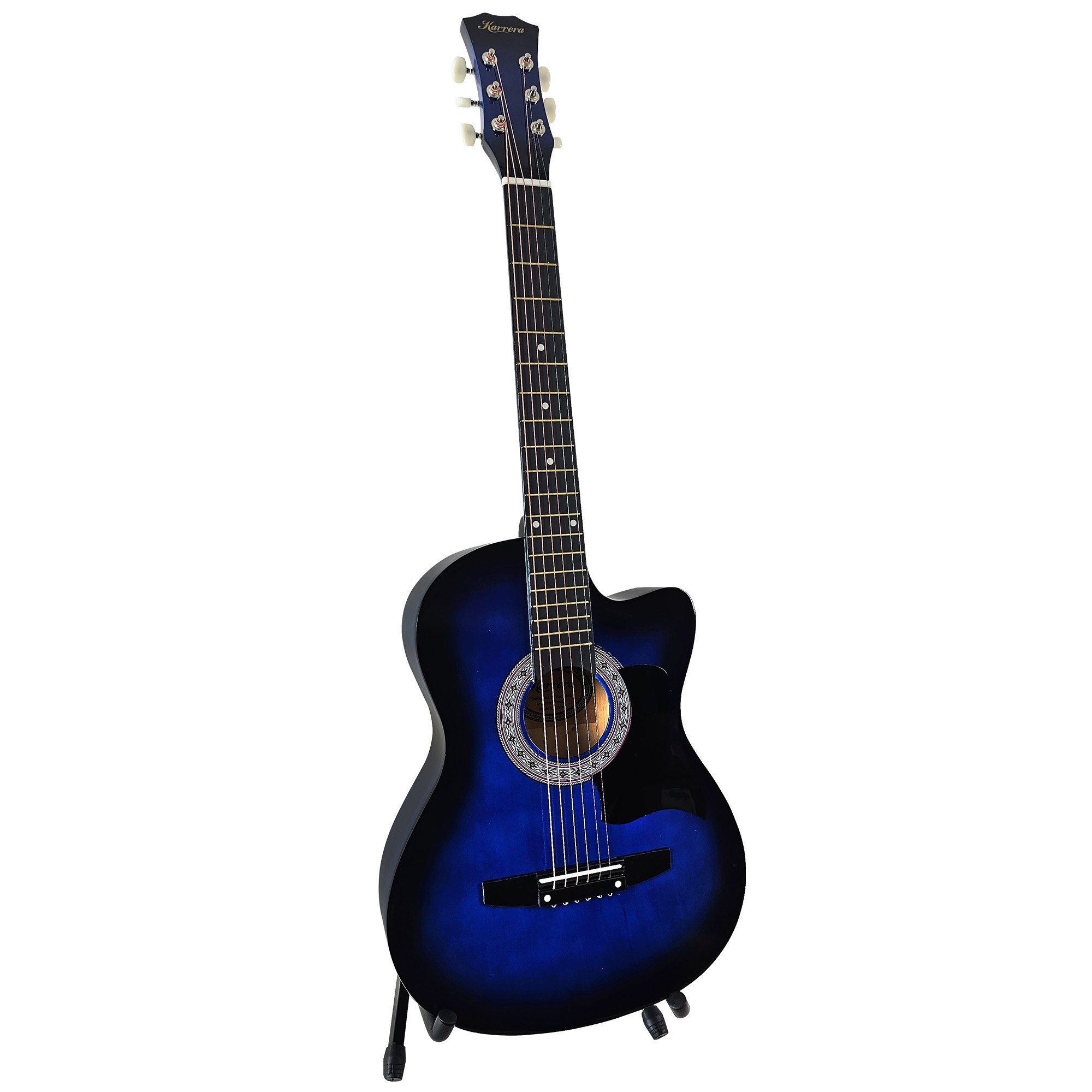 V240-CC38-PRO-SBU-71704-00 Karrera 38in Pro Cutaway Acoustic Guitar with Bag Strings - Blue Burst - Image 1