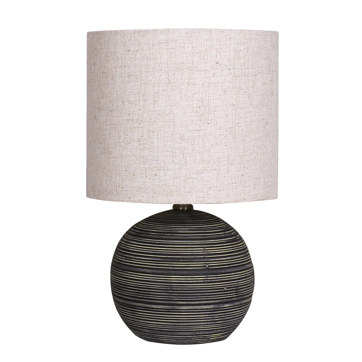V240-LMP-MLM-4502-96286-00 Sarantino Ceramic Table Lamp With Striped Pattern In Antique Black - Image 1