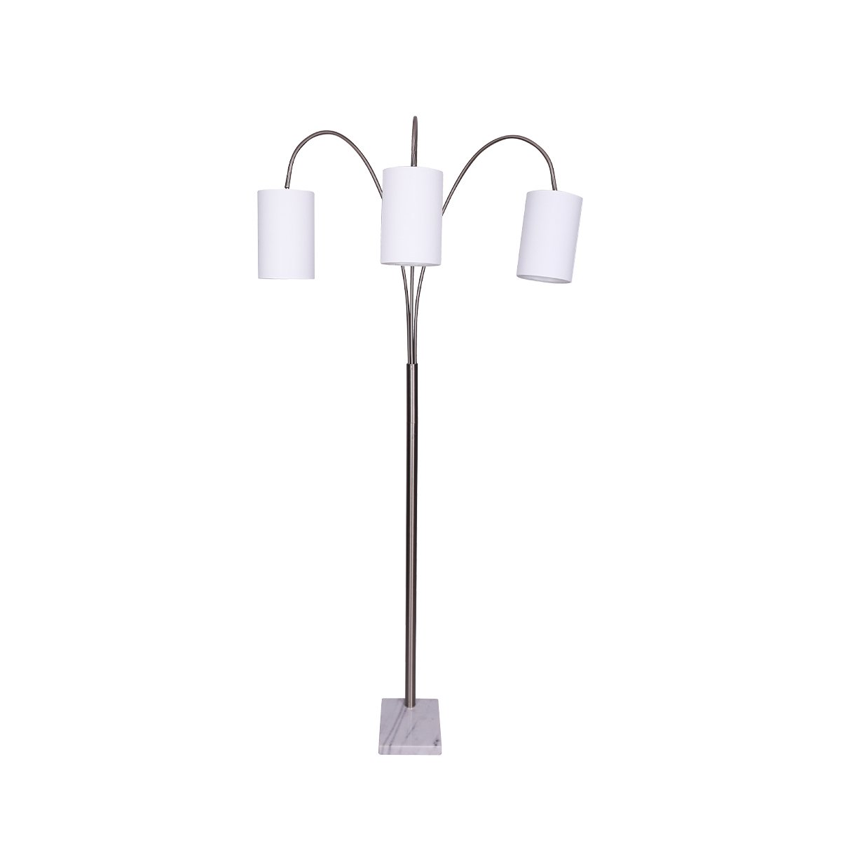 V240-LMP-MLM-50750-71600-00 Sarantino 3-Light Metal Arc Floor Lamp - Nickel & Marble Finish - Image 1