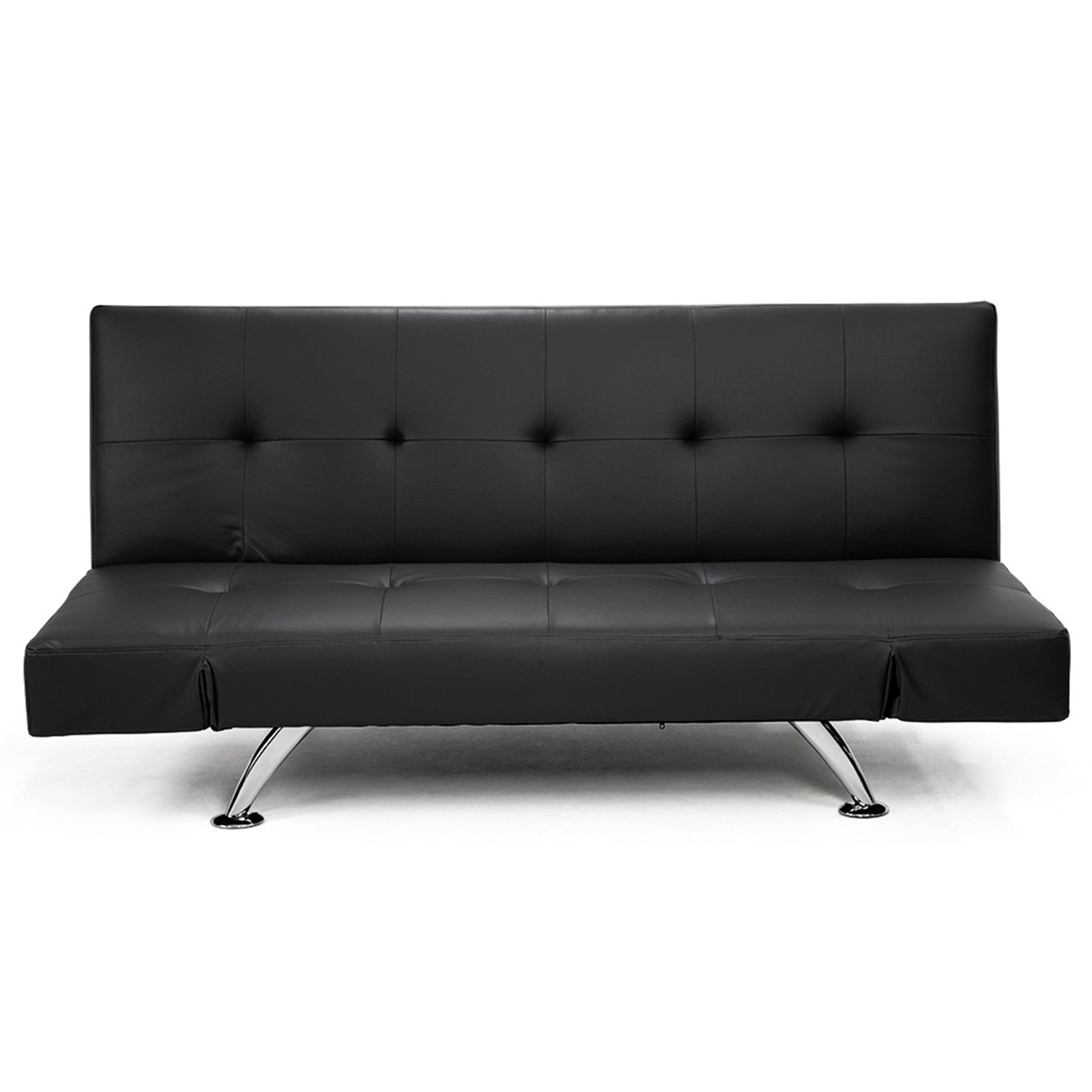 V240-SOFA-6102-PVC-BLK-70301-00 Sarantino Brooklyn Sofa Bed Faux Leather Lounge Couch Futon Furniture Adjustable Suite Bk - Image 1