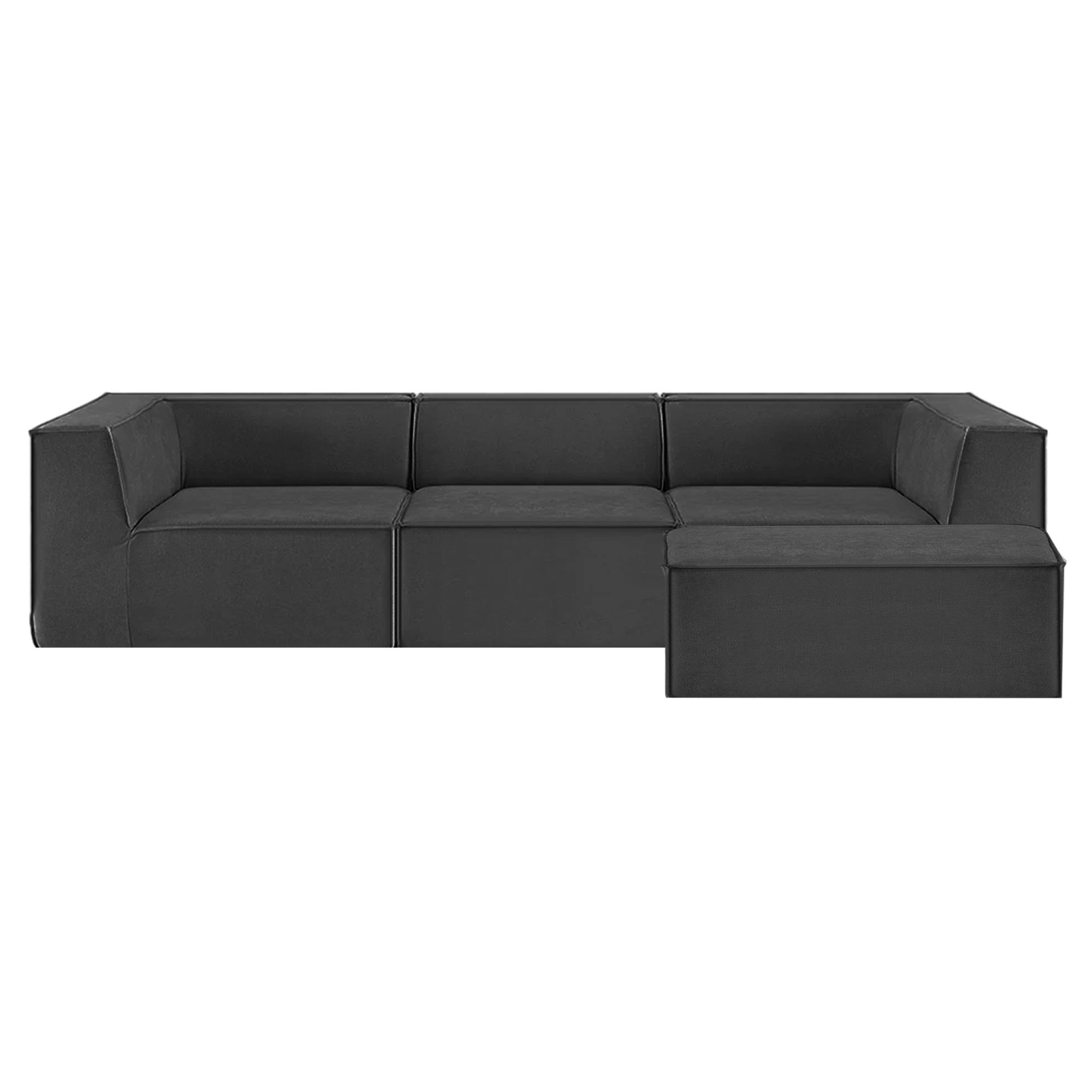V240-SOFA-MLM-232-BK-202506301551-00 Sarantino Novi 3-Seater Modular Sofa with Ottoman in Black Non-Slip Bottom Lounge - Image 1