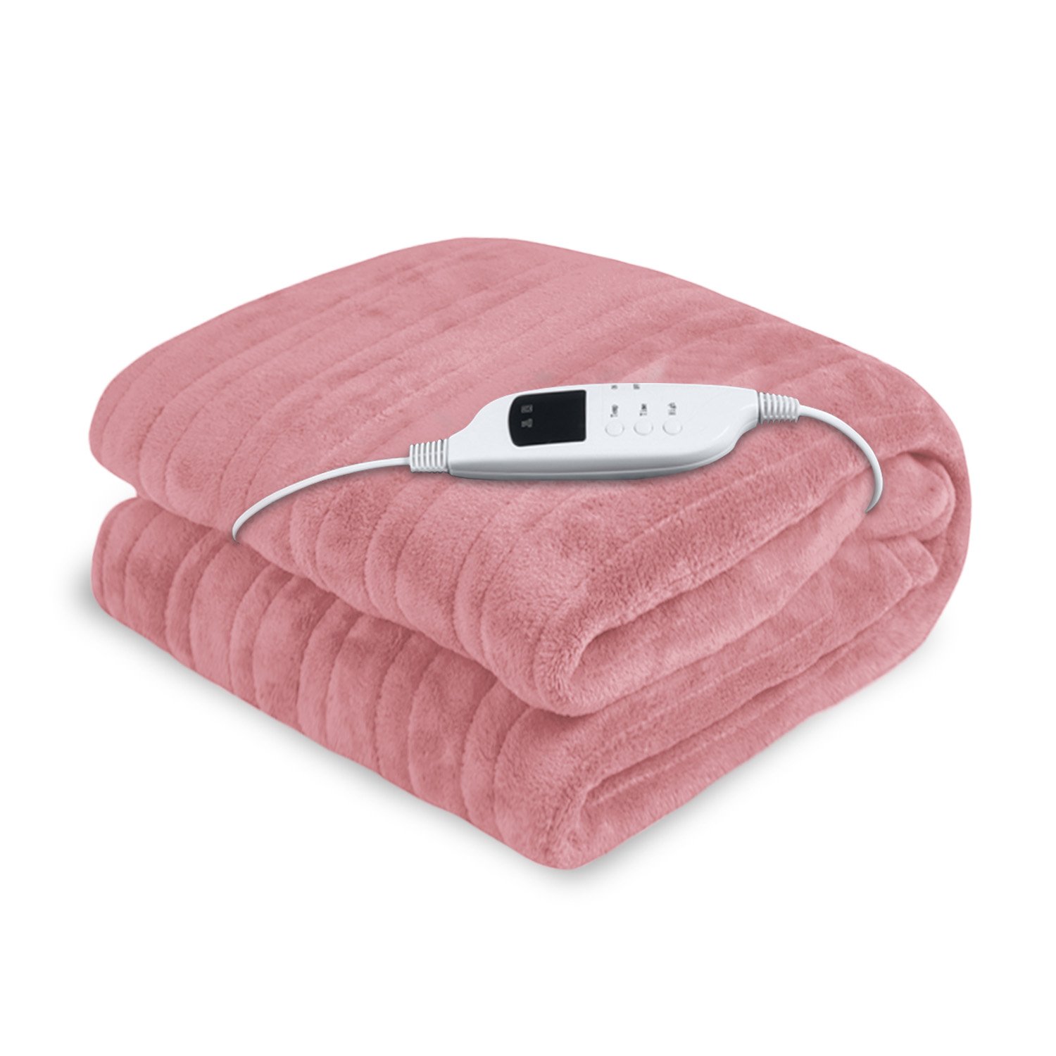 V240-THRG-KH-PK-73433-00 Laura Hill Heated Electric Blanket Throw Rug Coral Warm Fleece Pink - Image 1