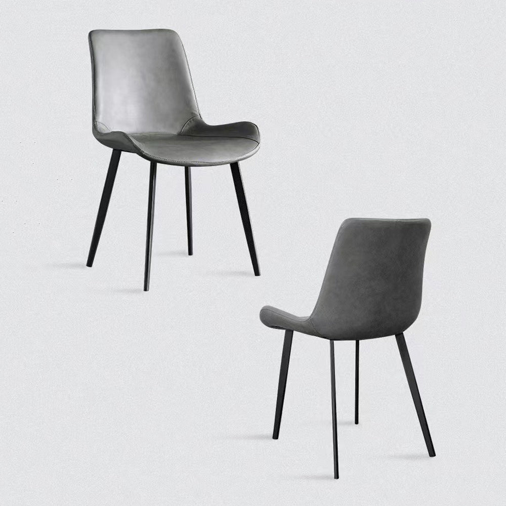 V255-DINGREY-151103-00 Minimal List Dining Chairs PU Retro Chair Cafe Kitchen Modern Metal Legs x 2 Grey - Image 1