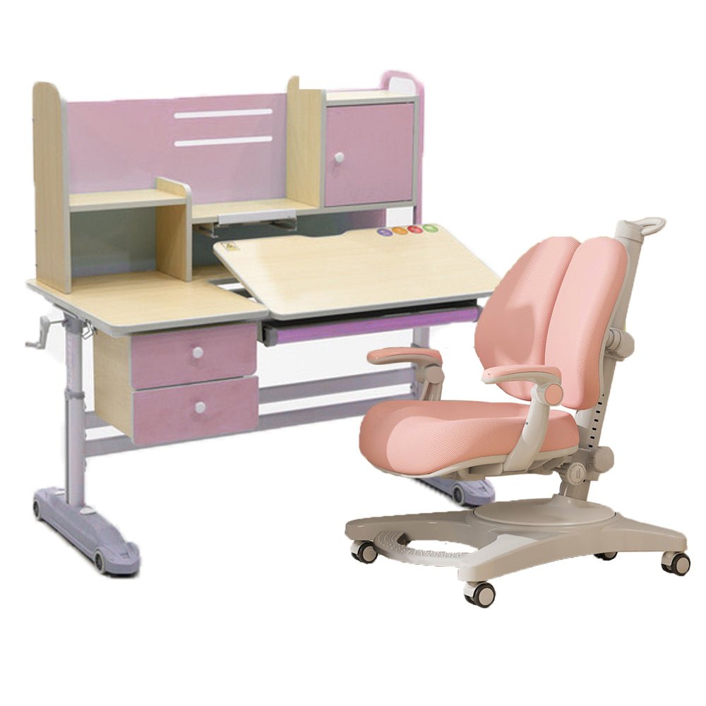 V255-XSM020-508-PINK-53260-00 Height Adjustable Children Kids Ergonomic Study Desk Chair Set 120cm Pink AU - Image 1