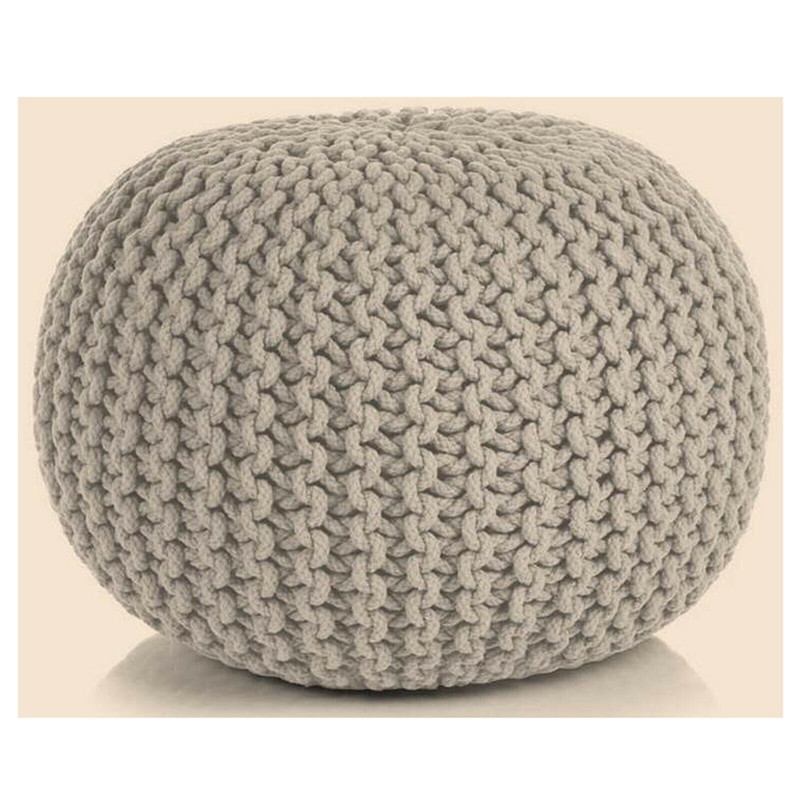 V262-CI-STK-005LB-s-l1600-1-00 Braided Ottoman Pouffe Footstool Hand Knitted (Beige) - Image 1