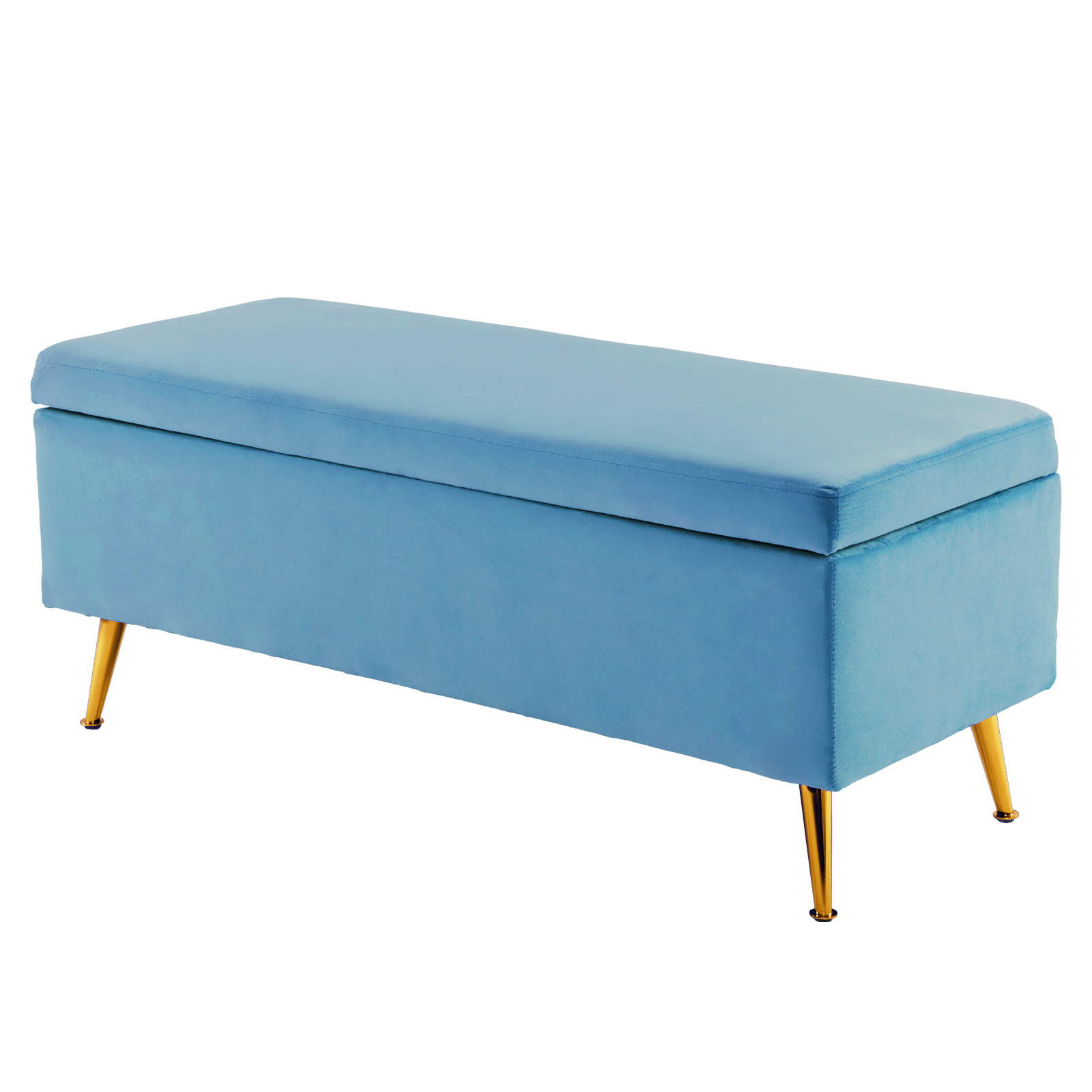 V274-FT-GQ171-NY-161269-00 Storage Ottoman Stool Bench Seat 110cm Velvet OCEAN BLUE - Image 1