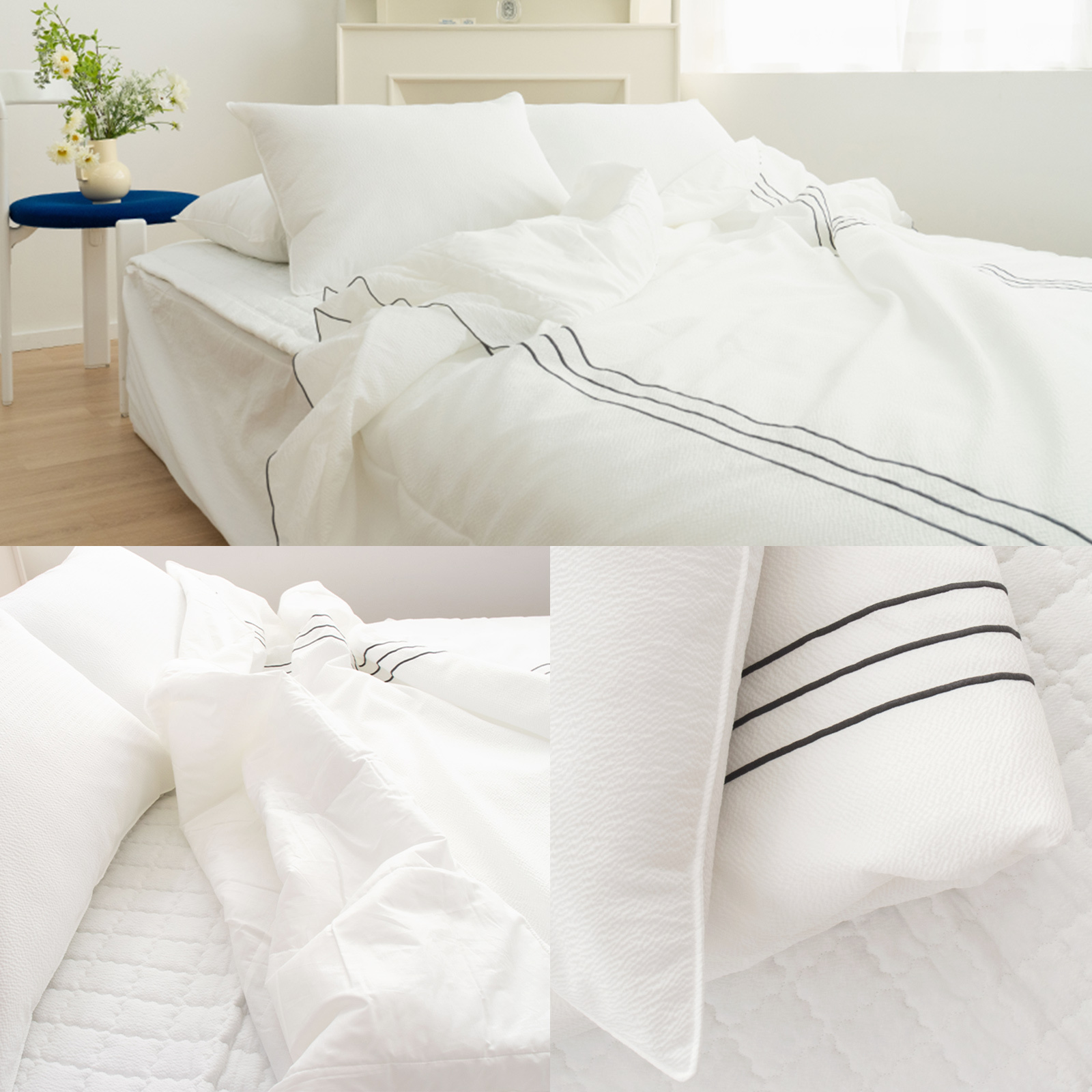 V274-GM-SOM-COMF-Q-WH-141202-00 Saesom Flua Snow Comforter Set Queen Cool Quilt Bedspread WHITE - Image 1