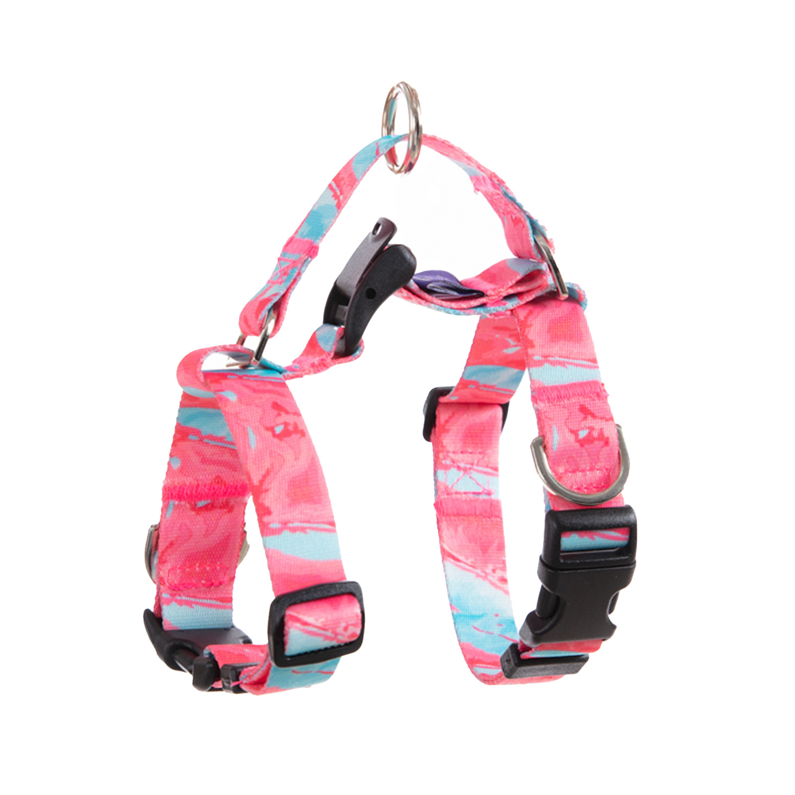 V274-PET-BH-2HARN-M-MAPK-142298-00 Dog Double-Lined Straps Harness Adjustable M MARBLE PINK - Image 1