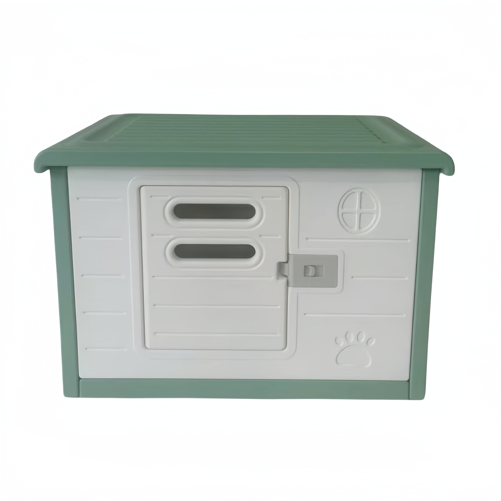 V278-AT2004-1-DOOR-GREEN-127400-00 YES4PETS Small Plastic Pet Dog Puppy Cat House Kennel With Door Green - Image 1