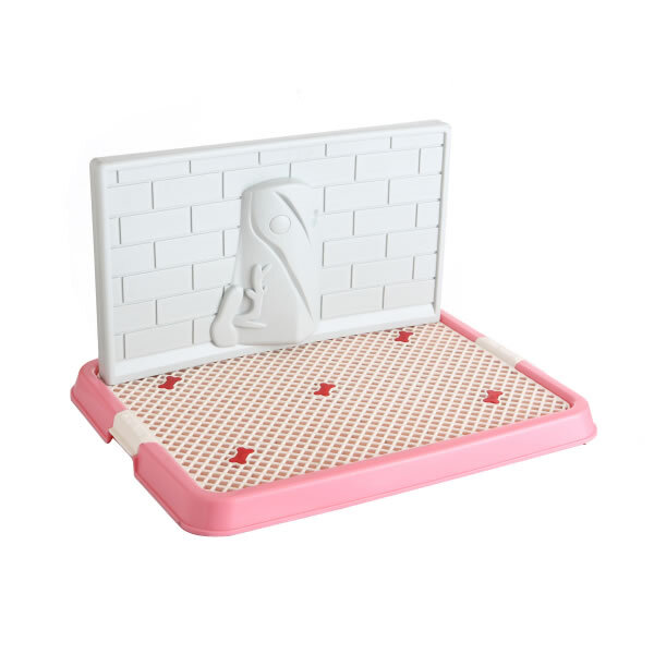 V278-BP130-S-POTTY-WALL-PINK-66026-00 YES4PETS Small Portable Dog Potty Training Tray Pet Puppy Toilet Trays Loo Pad Mat Pink - Image 1