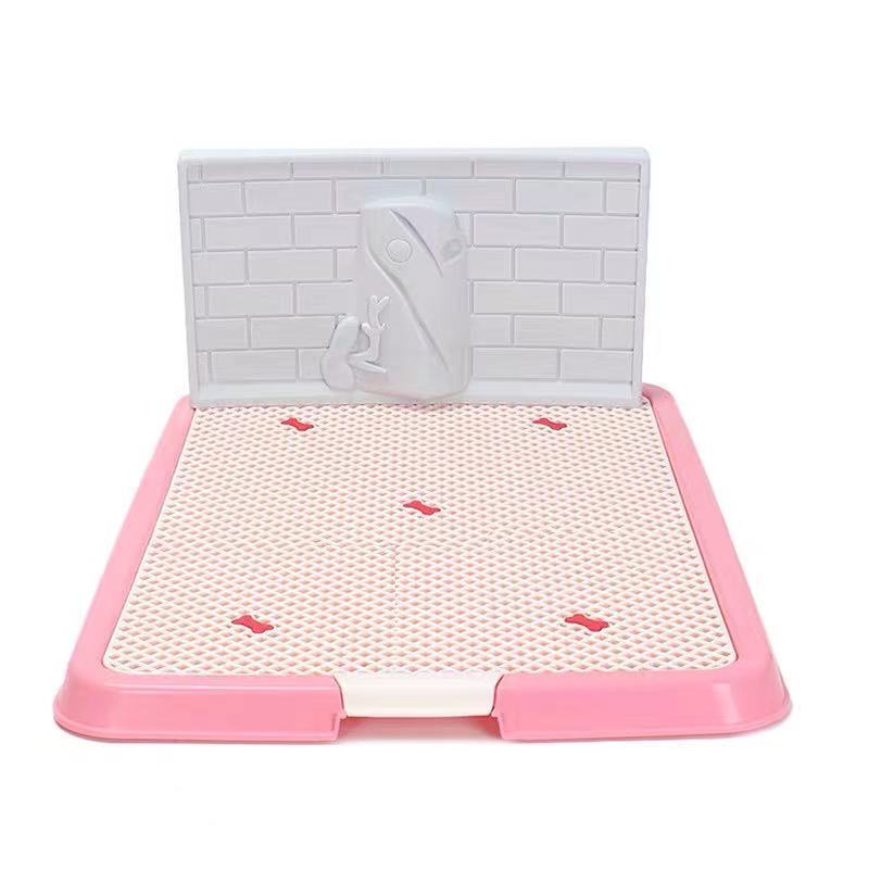V278-BP131-L-POTTY-WALL-PINK-66027-00 YES4PETS Large Portable Dog Potty Training Tray Pet Puppy Toilet Trays Loo Pad Mat Pink - Image 1